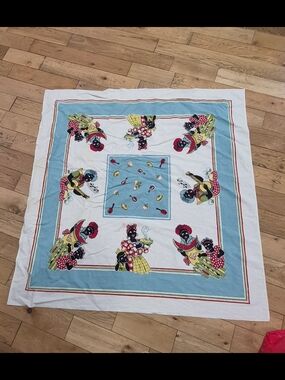 Vintage Black Americana folk art tablecloth
